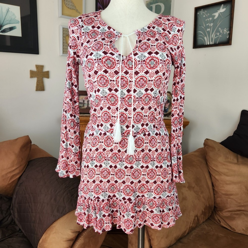 Divided H&M Tassel Tie Crinkle Mini Dress Size 6